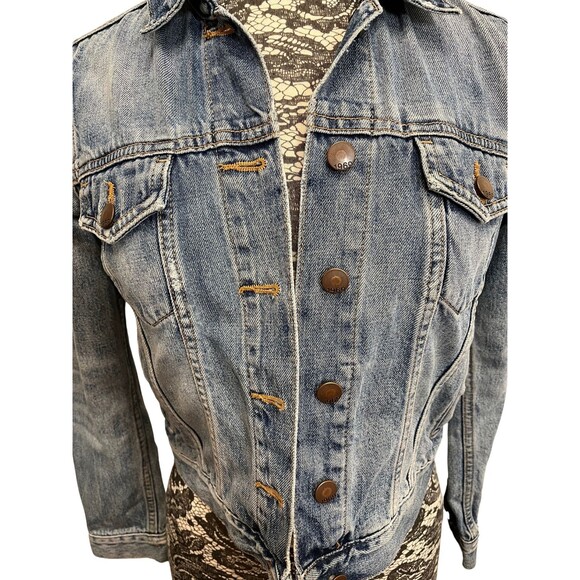 Women's GAP‎ 1969 Distressed Faded Classic Blue Jean Denim Jacket Coat XS Petite - Picture 9 of 10